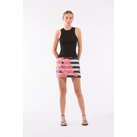 Le Superbe La Piscine Mini Skirt in Stripe Floral 10 - Picture 1 of 2